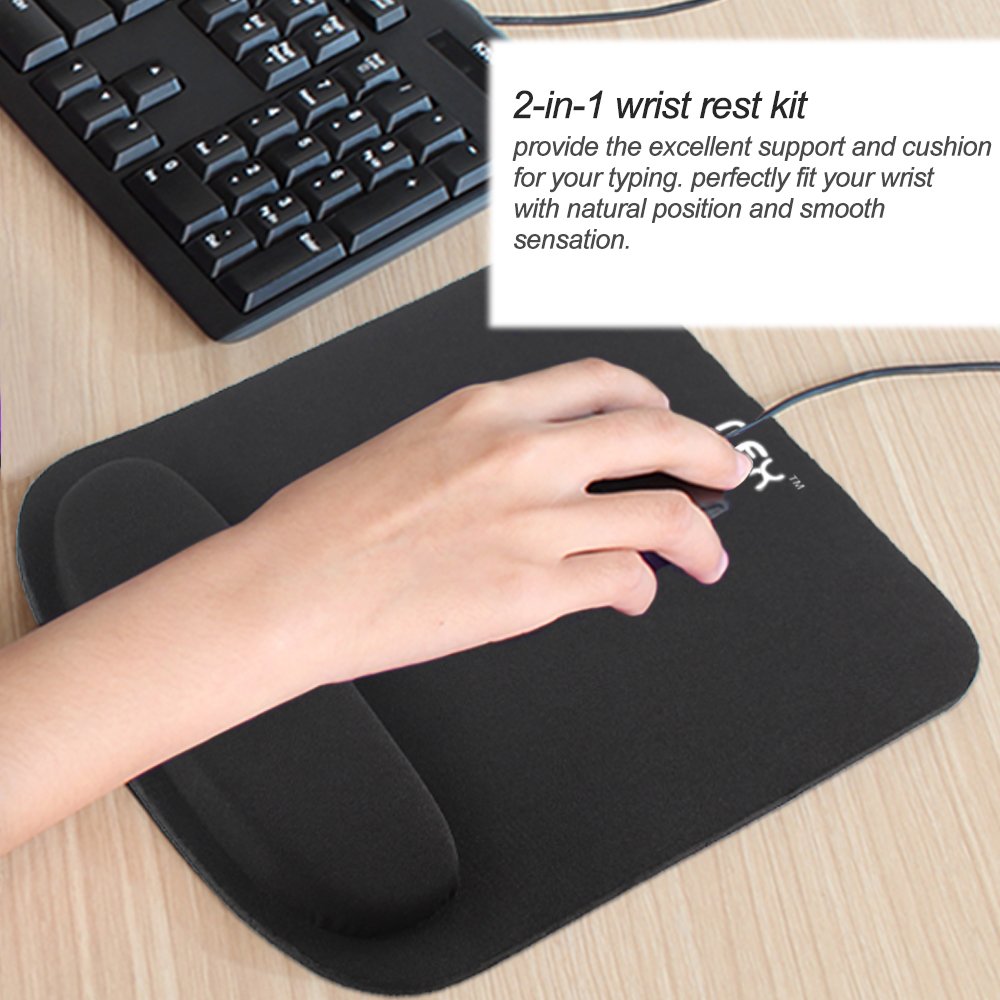 ★ マウスパッド リストレスト 低反発 手首サポート ブラック マウスパッド リストレスト付マウスパッド低反発 手首サポート